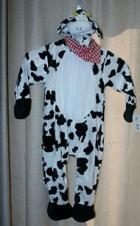   HALLOWEEN Costume Plush Black/White Cow w/Kerchief Zipper/Snaps