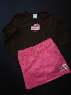 PC Gymboree 6 TEA FOR TWO Sweet pink skort skirt & brown shirt top 