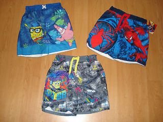   Bob OR Spider Man Boys Swim Trunks with Built in Brief, 100% Polyester