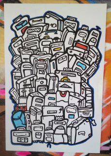 black white graffiti modern urban art painting suitcase handbag box 