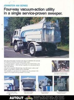 1984 Johnston 400 Diesel Street Sweeper Truck Brochure