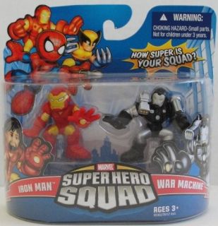 Marvel Super Hero Squad IRON MAN w removable helmet & WAR MACHINE 