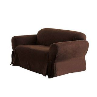 PC Brown Soft Micro Suede Couch Loveseat Slip Cover New