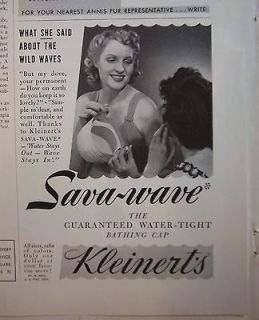   Vintage Kleinerts Womens Bathing Swim Swimming Cap Wild Waves Ad
