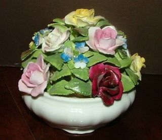 COALPORT Rosalinda PINK & YELLOW ROSES Sugar Bowl & Lid