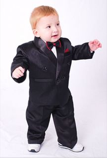 Baby Boys Prom Black Tuxedo Suit Fancy Dress Party From Age 6mth 