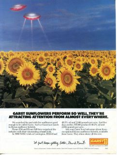 1990 Garst Hysun 340 Hybrid Sunflower Seed Alien UFO Ad