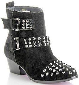 NIB TWIGGY LONDON BLACK SUEDE ANKLE BOOTS WITH FACETED STUDS 8 M