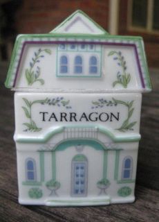 Lenox Spice Village Tarragon Spice Jar Porcelain Victorian House 1989