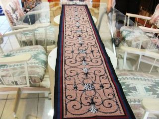 IRON SCROLLWORK LOOK ON TAN 74 TAPESTRY TABLE RUNNER MANTLE SCARF