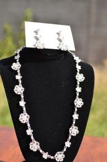   Swarovski Crystal CZ High Grade AAA Vintage Floral Bridal Necklace $