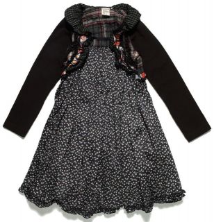 NWT Jottum Holiday Festive Salary Black & Floral Print Dress sz 110 5 