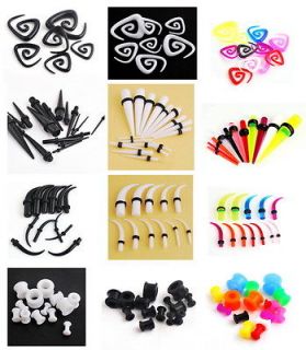 Choose Shaped Body Pierced Resin Ear Plugs Stretching Kit Pairs For 
