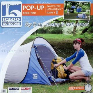 NEW IGLOO POP UP DOME TENT, SINGLE PERSON, COOL RISER, MAX DRY, 7.4 x 
