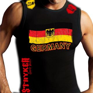 Germany Flag Muay Thai Black Muscle Stryker Sleeveless Shirt UFC MMA 