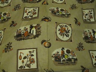   Italy Firgural Country Theme New Old Stock Kitchen Curtain Fabric