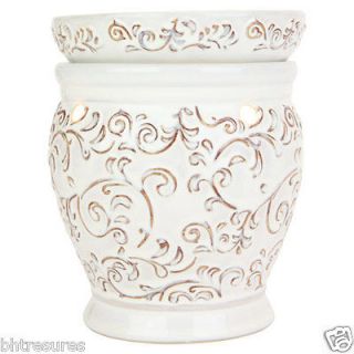 Brand New Tall White Ivy Flower Pot Design Ceramic Electric Candle 