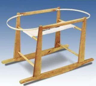 NEW Rocking Wooden Moses Basket Stand   Oak