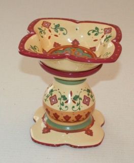   Bohemian Spice 2pc Candle Holder & Plate Set Taper Pillar Siena Colors