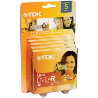 TDK 1.4GB Mini DVD R Disc for Camcorder 5 Pk DVD R14ABX