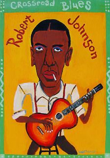   JOHNSON Original FOLK Art Outsider Blues Painting by J.UNDERWOOD