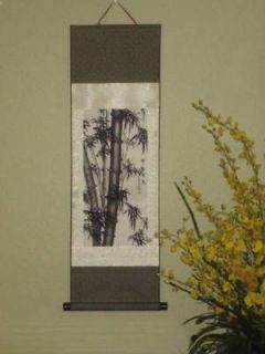 SILK SCROLL ART BAMBOO Wall Chinese Feng Shui Sakura