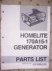 Homelite Generator Parts List 170A15 1 Industrial f