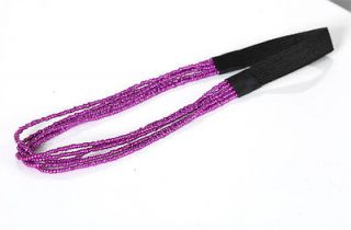   Purple Beads Fashion Stretchy elastic headband hair grip Accessories