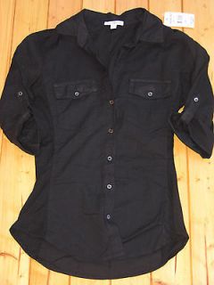   SWAN BREAKING DAWN JAMES PERSE PANEL CONTRAST SHIRT SIZE 2 BLACK NWT