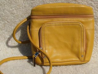 Unique Tignanello Mustard Yellow Leather PURSE Handbag Sm Shoulder BAG 