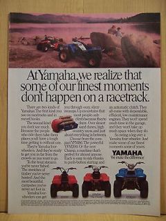 Original 1988 Yamaha 4 Wheeler ATV magazine ad