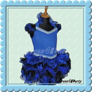 462Z Blue Shell Glitzy Pageant Cupcake Outfits Dress Toddlers & Girls 