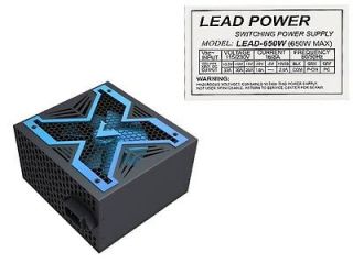 LeadPower Blue 650W Max ATX Power Supply w/12cm Fan, 20/24 Pin, SATA 