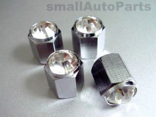   Crystal*Clear*Chrome*Diamond Tire/Wheel air stem valve CAPS for NISSAN