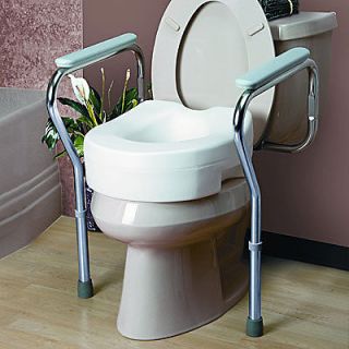 Invacare Toilet Safety Frame Grab Bar Rail + Raised Toilet Seat with 