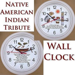 Native American Indian Tribute WALL CLOCK Feathers Great Spirit 