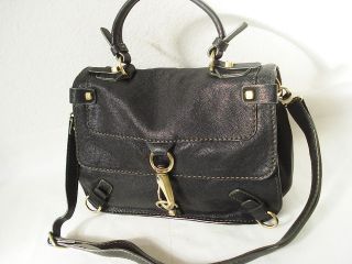 LUANA NERO MED BLACK LEATHER CROSSBODY SHOULDER BAG W TOP HANDLE