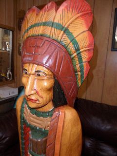 WOODEN INDIAN CIGAR STORE CHIEF COWBOY STATUE 5+