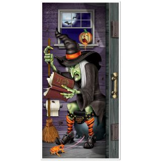 5ft Haunted Halloween Wicked Witch Toilet Door Poster Cover Decoration