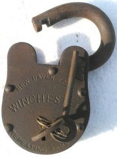   Iron Winchester New Haven Gun Padlock Lock with Keys 