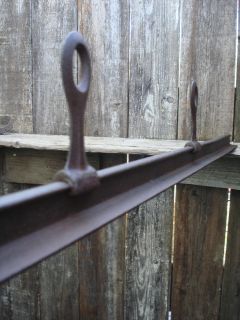 Antique Barn Trolley Track 4 ft w/ Hangers ~Old Farm Hay Carrier 