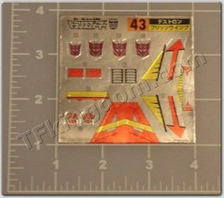 Clearance G1 Blitzwing Complete Sticker Decal Sheet