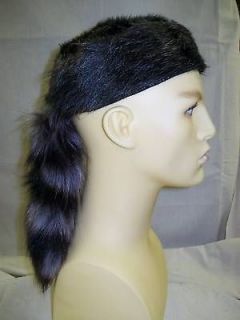 Adult Coonskin Cap Hunter Trapper Davy Crockett Boone Real Tail 