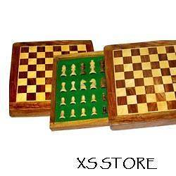 Hnadmade Travelling Magnetic Wooden Chess Set Storage Drawer 