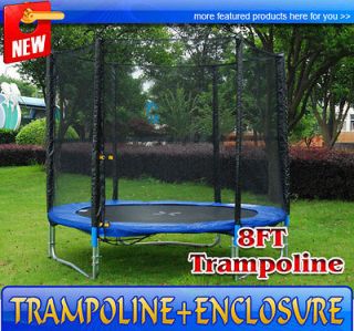 New Outdoor Round 8FT Trampoline With Frame Pad Safety Enclosure 