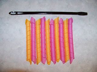 NEW** 10 EXTRA LONG AND WIDE CURL FORMERS SPIRAL HAIR CURLERS WITH 