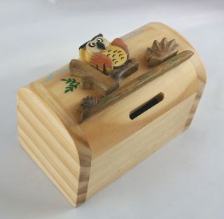 Money Box Treasure Chest Hidden Lock Hand Crafted Wiooden Gift OWL