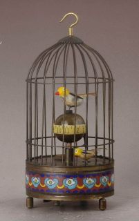   Chinese old Copper Carved Two Birds In Cage Clock , Very CUTE, very us