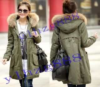 womens hooded fur coats in Coats & Jackets