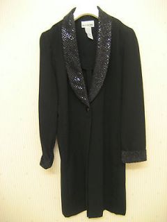 PERCEPTIONS by Irene B BLACK sequins TUXEDO DRESS COAT JACKET size 6 P